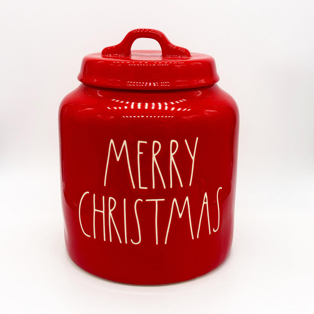 Rae Dunn Red Merry Christmas Canister